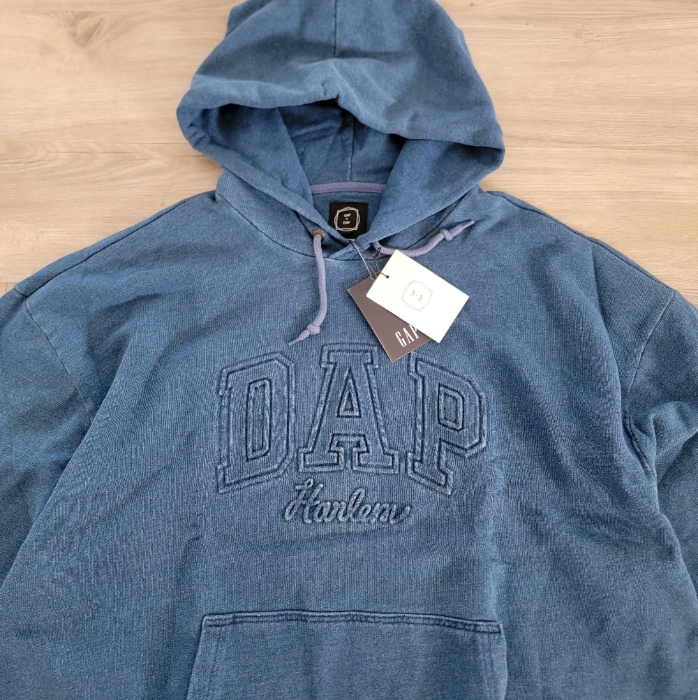 Gap x Dap Harlem Denim Logo Hoodie Light Indigo Blue sz XL - Picture 5 of 10